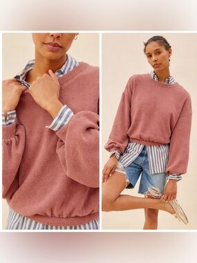 Free People Free-est (FP Beach) Rose “Beach Happy” pullover (28”ptp)
